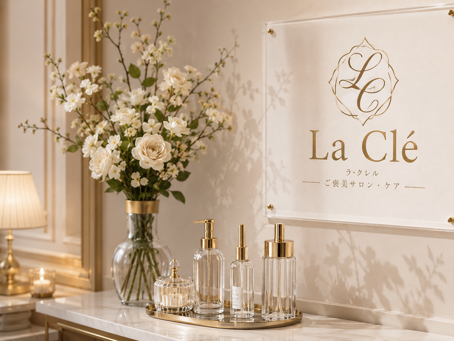 La Cleのアクリルサインとケアアイテム